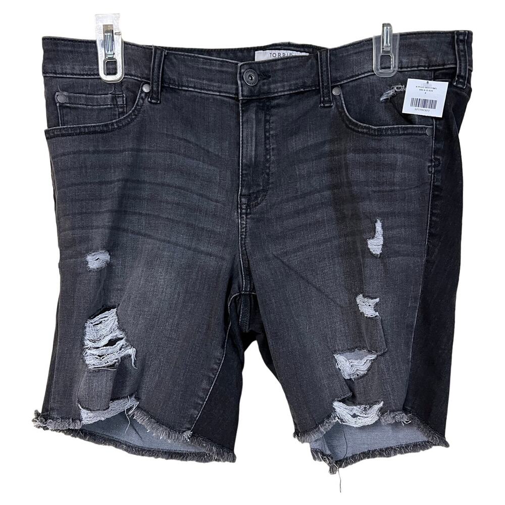 Torrid Shorts Womens 20W Bemuda Denim Jean Fray Hem Destruct Rips Holes Cut Offs